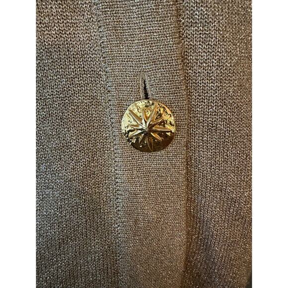 Adrienne Vittadini Gold Thread Cardigan Sweater 3 Button Front Long Line - Picture 6 of 8